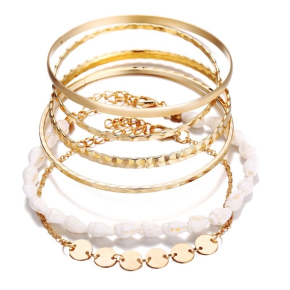 **ANNIA* 6-Pc Gold x White Fashion Bracelet Set - Picture 5 of 6